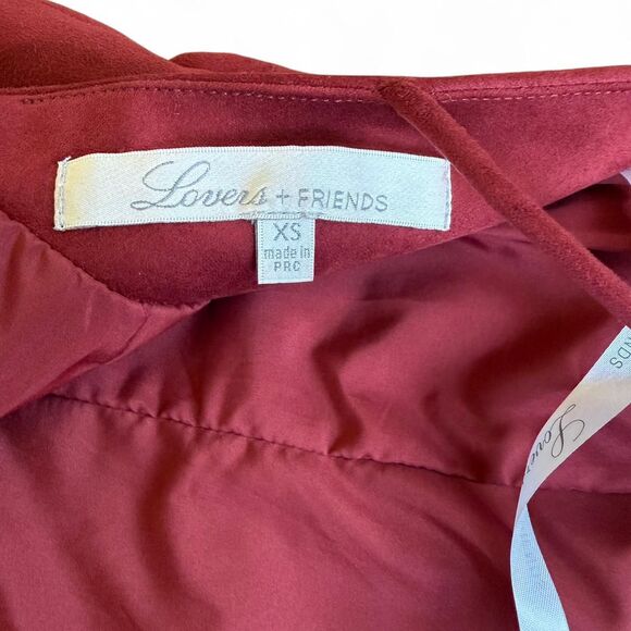 Lovers & Friends Y2K style faux vegan suede brick red mini dress SIze XS - Picture 3 of 5